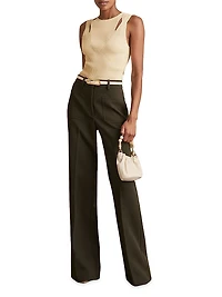 Rhylee Rib-Knit Cut-Out Sleeveless Top