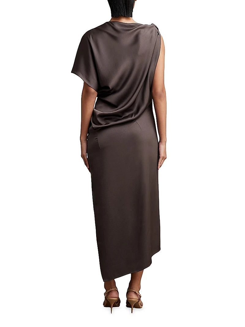 Kenzie Draped Satin Maxi Dress