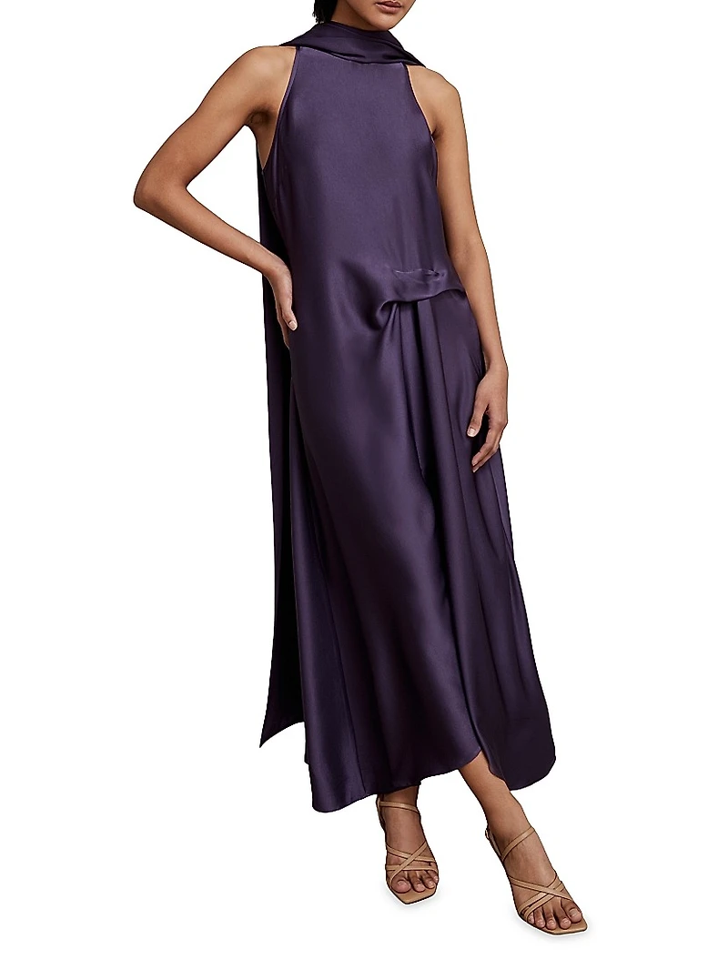 Michelle Draped High-Low Cape Dress