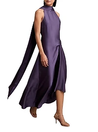 Michelle Draped High-Low Cape Dress