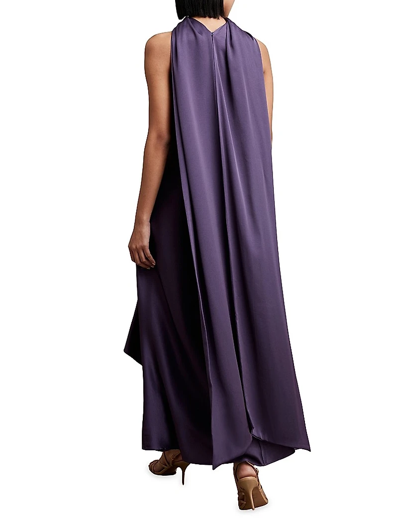 Michelle Draped High-Low Cape Dress