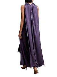 Michelle Draped High-Low Cape Dress