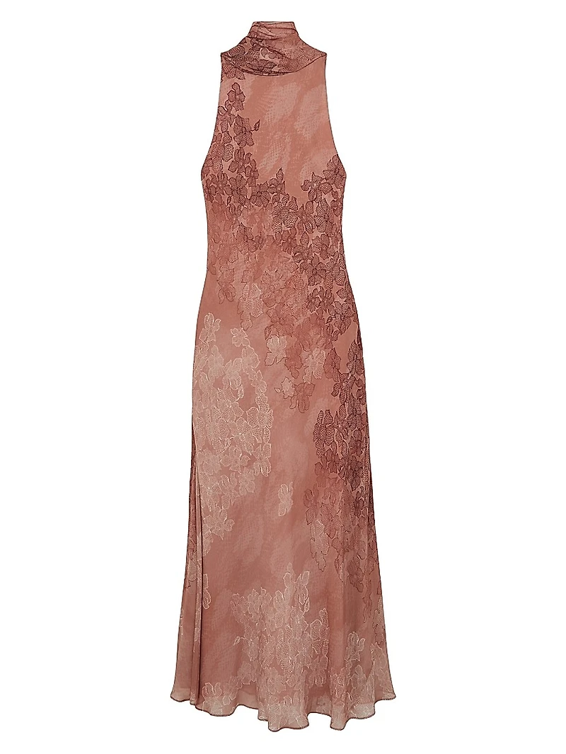 Lacey Floral Halter Gown