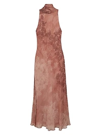 Lacey Floral Halter Gown