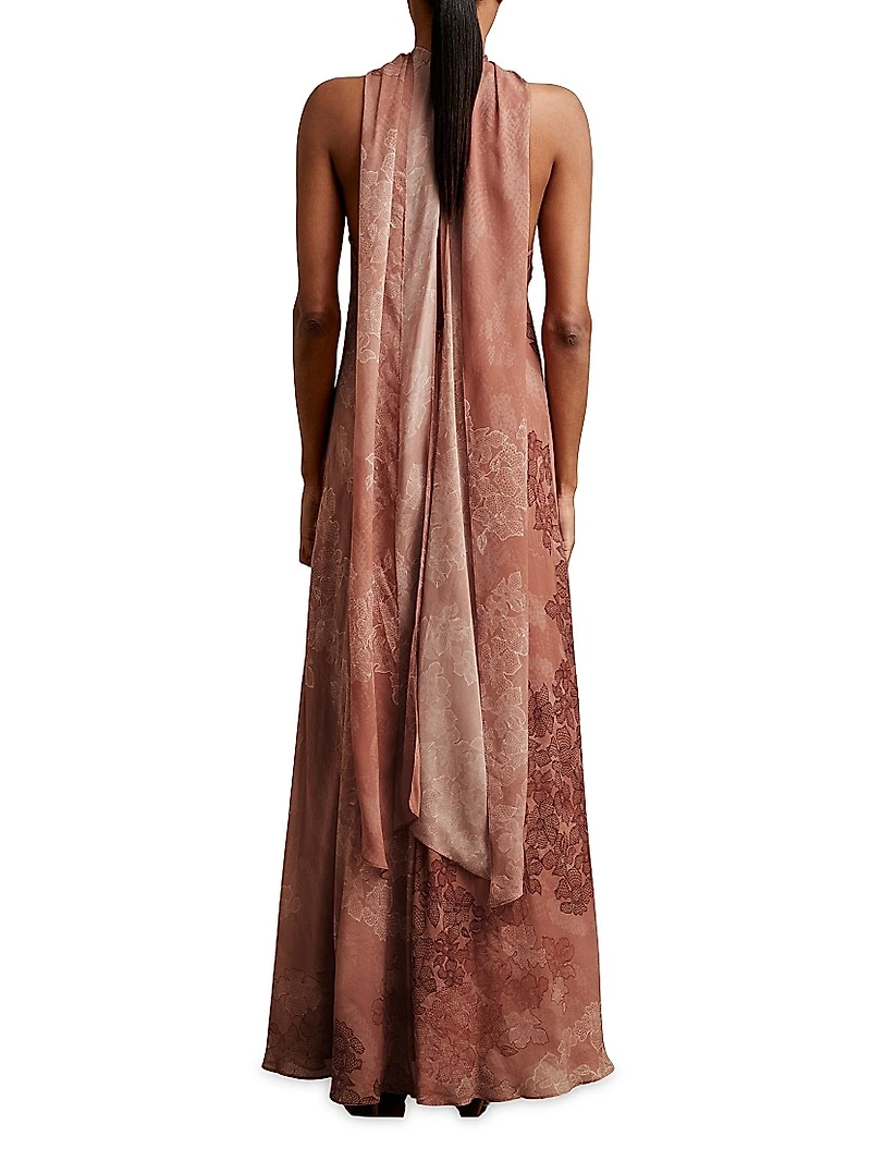 Lacey Floral Halter Gown