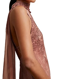 Lacey Floral Halter Gown