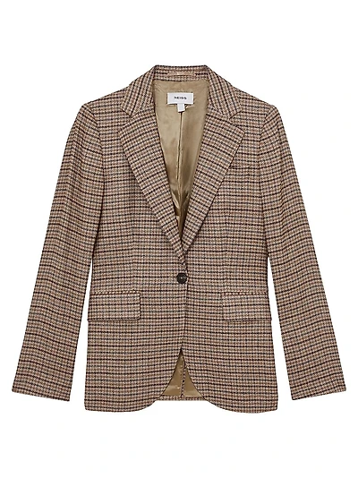 River Check Single-Breasted Blazer
