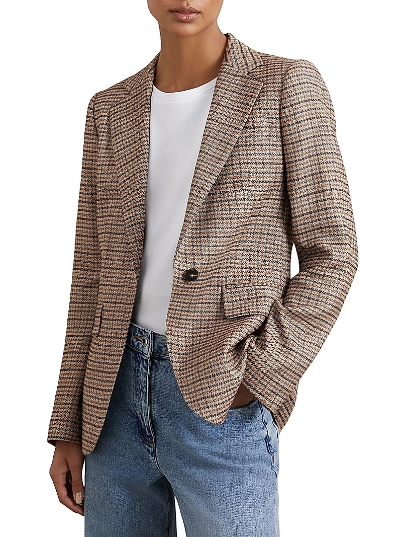 River Check Single-Breasted Blazer