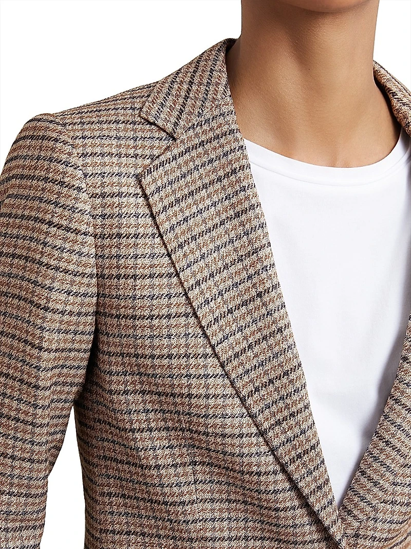 River Check Single-Breasted Blazer