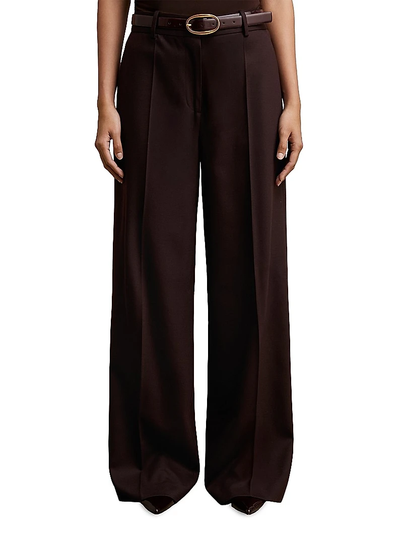 Solene Wool-Blend Wide-Leg Trousers