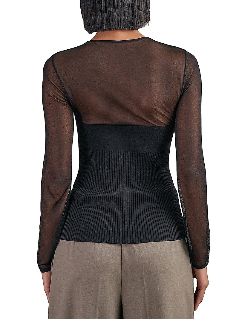 Margot Mesh Long-Sleeve Top