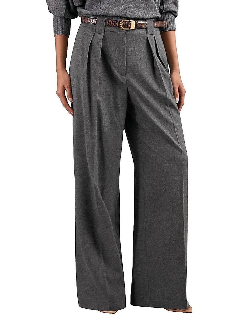 Poppie Flannel Wide-Leg Trousers