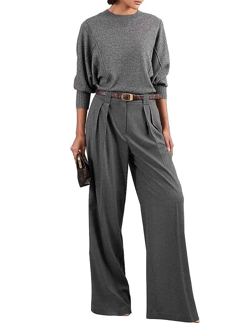 Poppie Flannel Wide-Leg Trousers