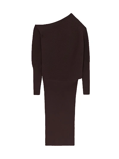 Lara Rib-Knit Knee-Length Dress