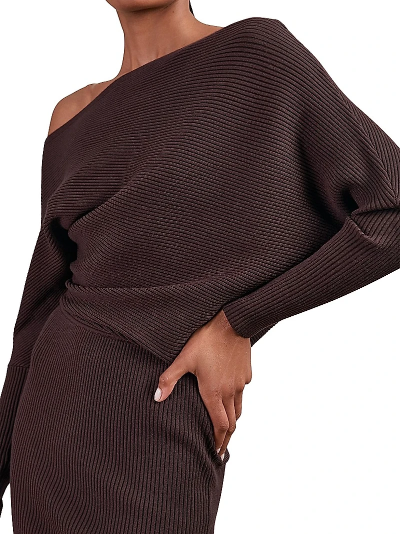 Lara Rib-Knit Knee-Length Dress