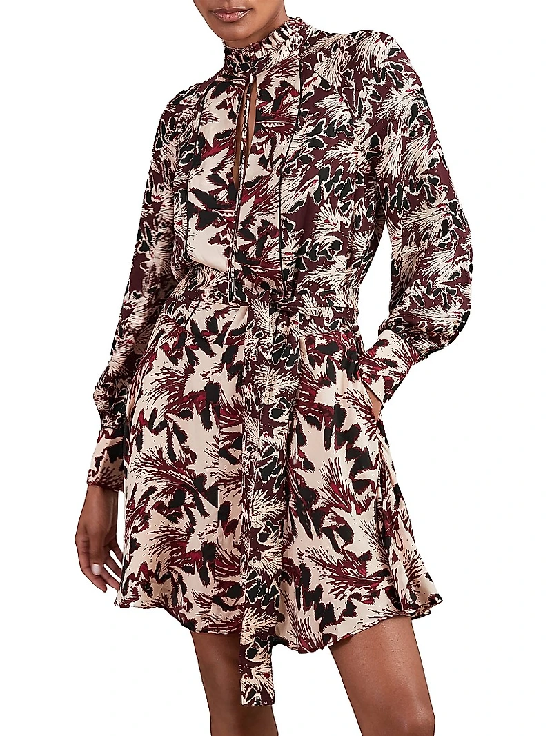 Lora Printed Tieneck Minidress