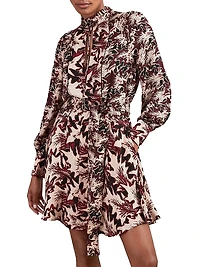 Lora Printed Tieneck Minidress