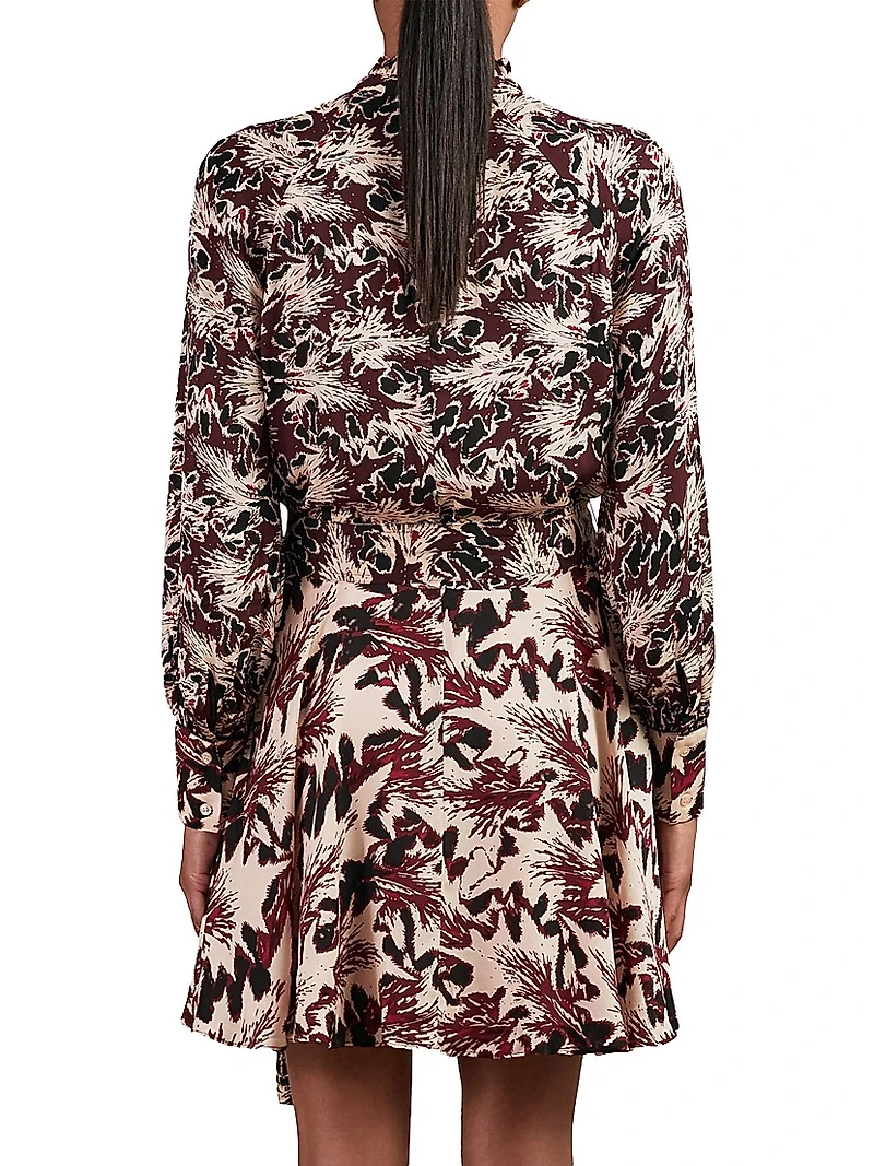 Lora Printed Tieneck Minidress