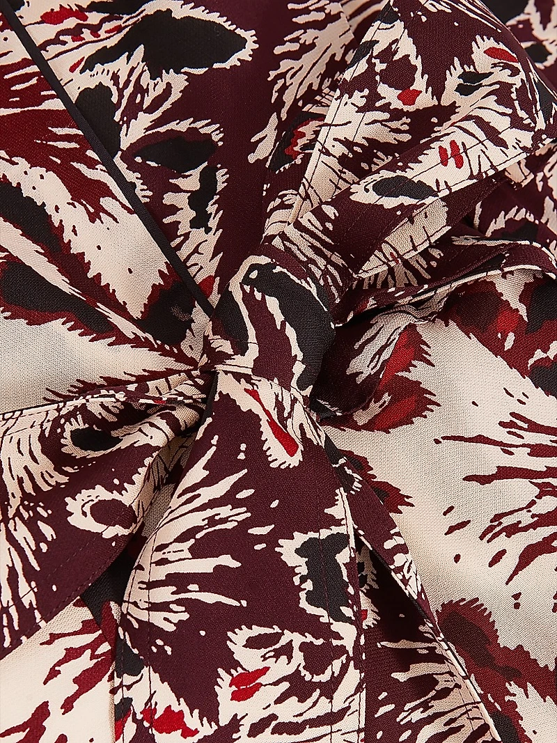 Lora Printed Tieneck Minidress