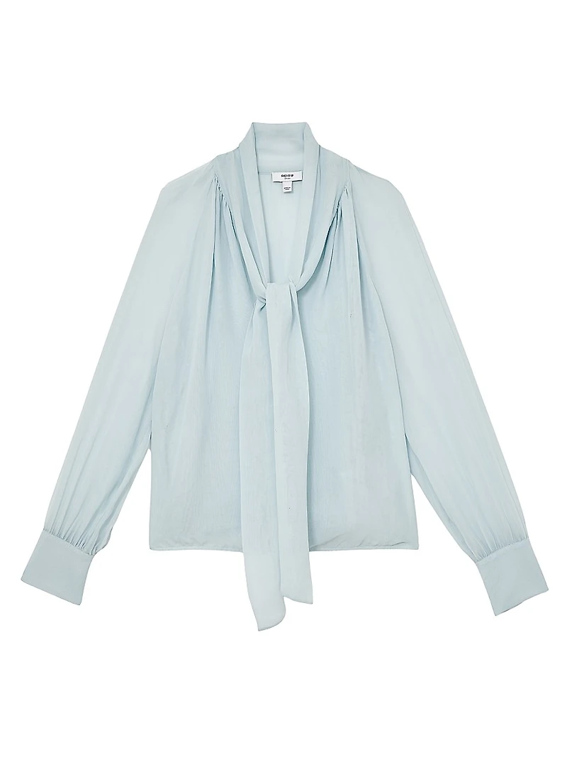 Tina Silk-Blend Tieneck Blouse