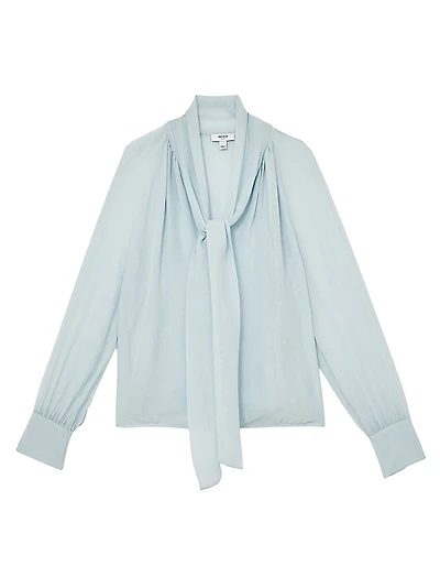 Tina Silk-Blend Tieneck Blouse