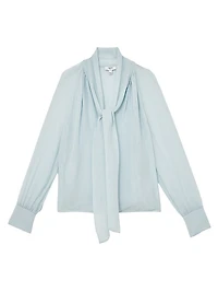 Tina Silk-Blend Tieneck Blouse