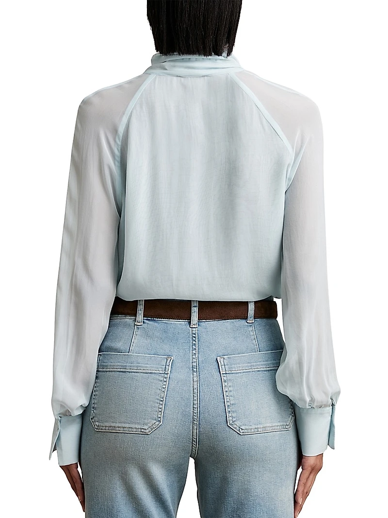 Tina Silk-Blend Tieneck Blouse