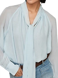 Tina Silk-Blend Tieneck Blouse