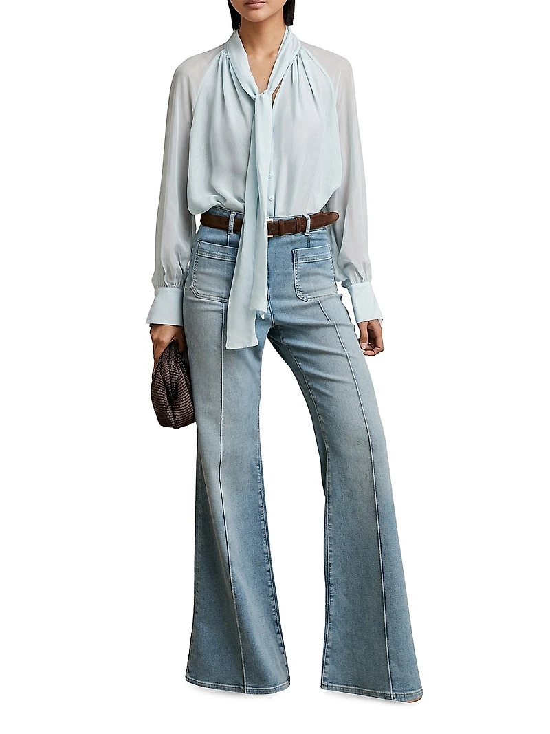 Tina Silk-Blend Tieneck Blouse