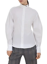 Stretch Cotton Poplin Shirt with Shiny Collar Detail