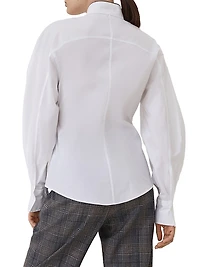 Stretch Cotton Poplin Shirt with Shiny Collar Detail