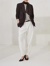 Crispy Silk Pussybow Top with Monili