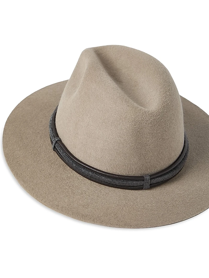 Felt Fedora with Leather and Monili Band