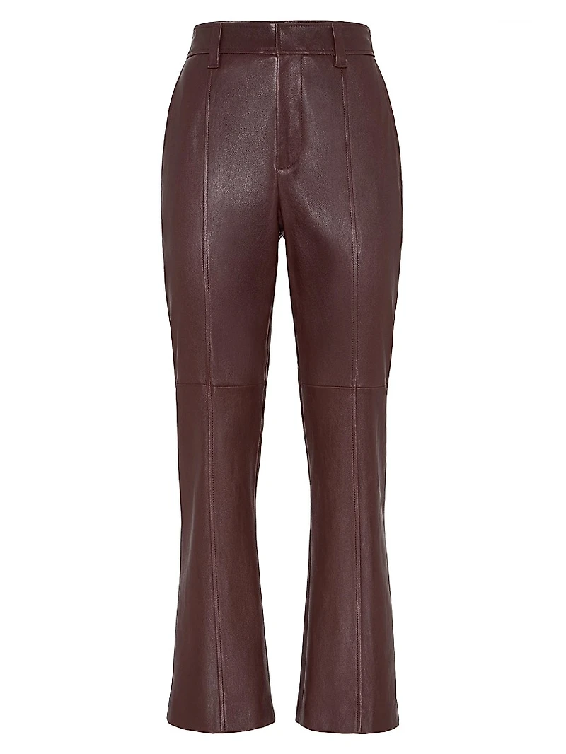Stretch Nappa Leather Square Cigarette Trousers