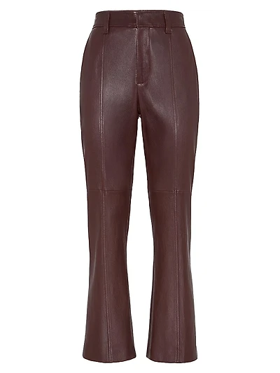 Stretch Nappa Leather Square Cigarette Trousers