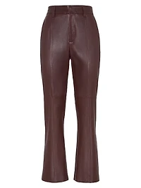 Stretch Nappa Leather Square Cigarette Trousers