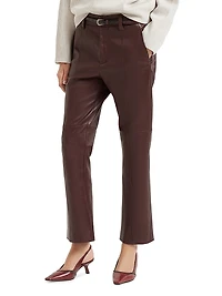 Stretch Nappa Leather Square Cigarette Trousers