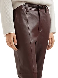 Stretch Nappa Leather Square Cigarette Trousers
