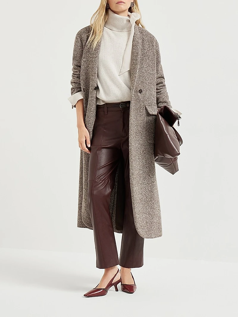 Stretch Nappa Leather Square Cigarette Trousers