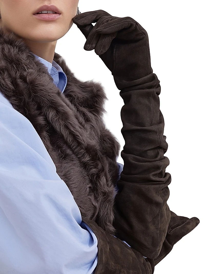 Couture Suede Long Gloves