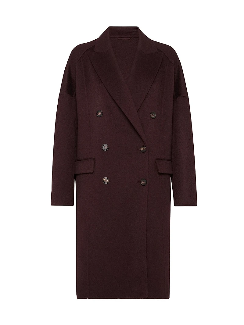 Hand Crafted Coat Cashmere Double Beaver Cloth with Monili