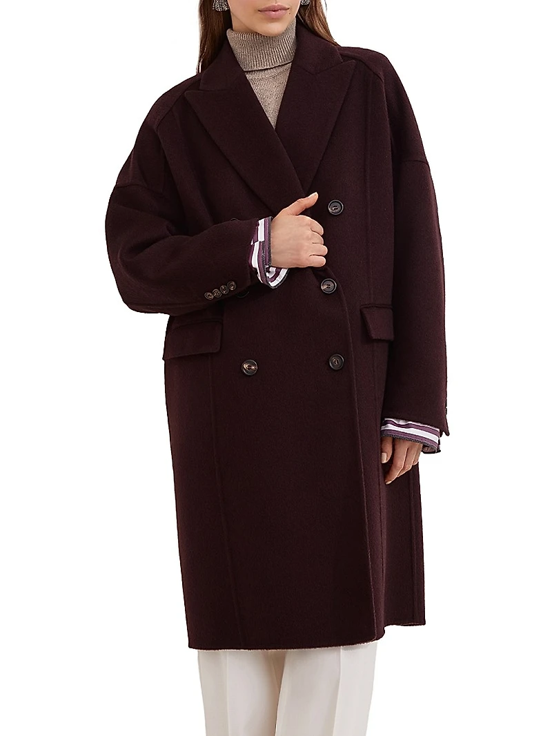 Hand Crafted Coat Cashmere Double Beaver Cloth with Monili