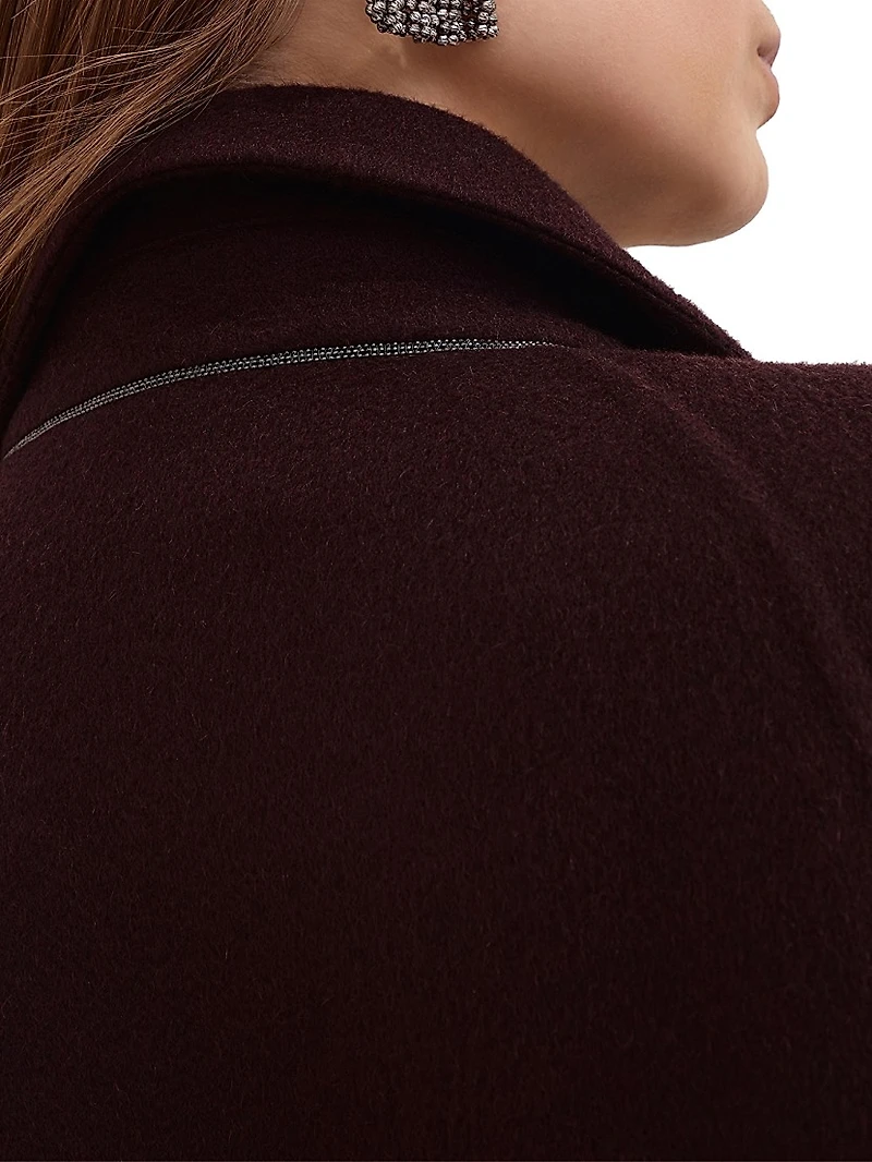 Hand Crafted Coat Cashmere Double Beaver Cloth with Monili