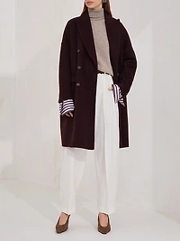 Hand Crafted Coat Cashmere Double Beaver Cloth with Monili