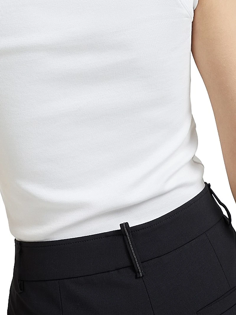 Tropical Luxury Wool Cigarette Trousers with Monili