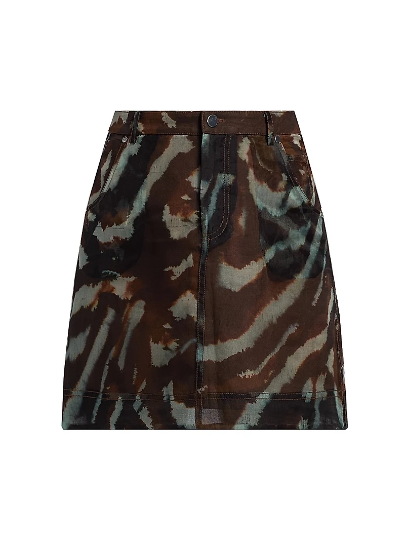 Kathy Printed Sheer Silk Miniskirt
