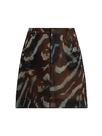 Kathy Printed Sheer Silk Miniskirt