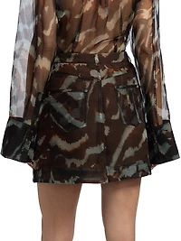 Kathy Printed Sheer Silk Miniskirt
