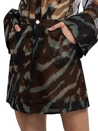 Kathy Printed Sheer Silk Miniskirt