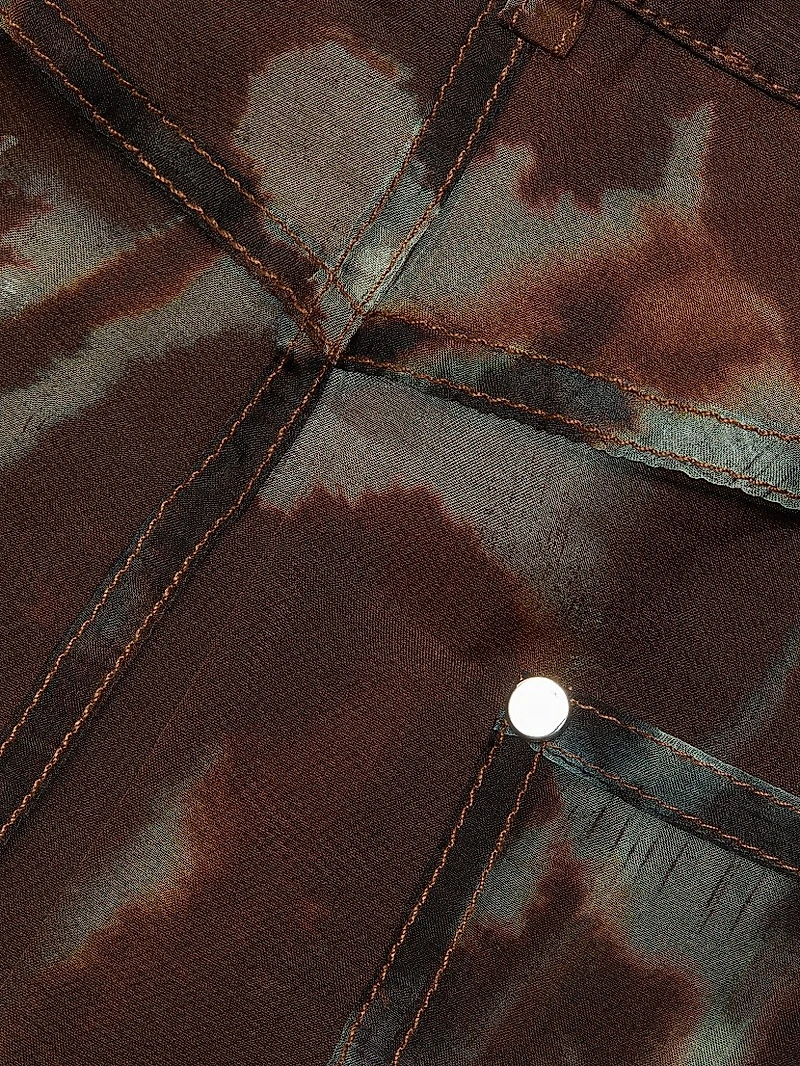 Kathy Printed Sheer Silk Miniskirt